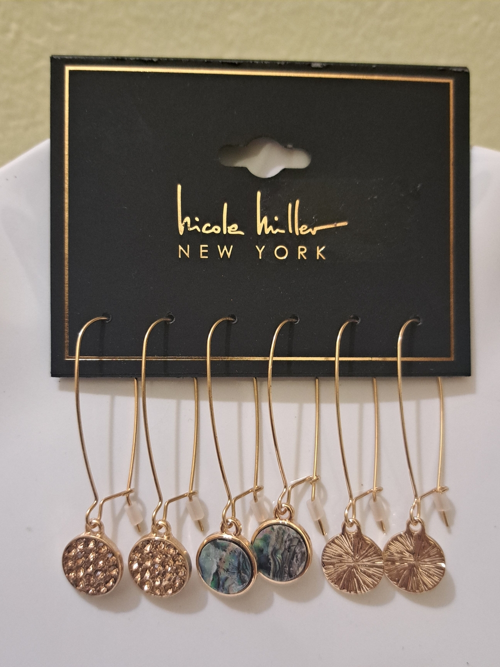 Nicole Miller Gold Tone Dangle Earring Set